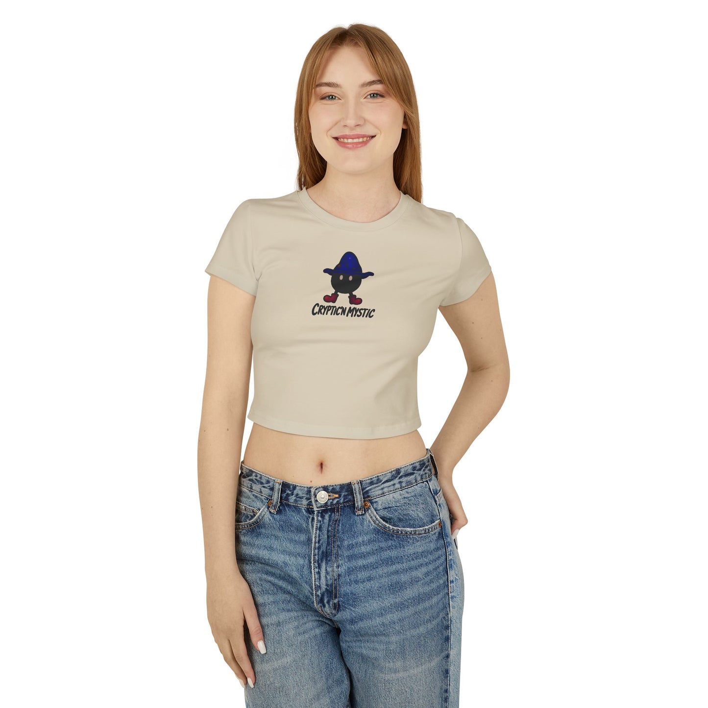 Cute Graphic Women's Baby Tee - Cryptic and Mystic - Mystical Grimley